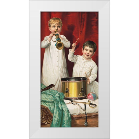 Christmas Joys White Modern Wood Framed Art Print by American Lithographic Co