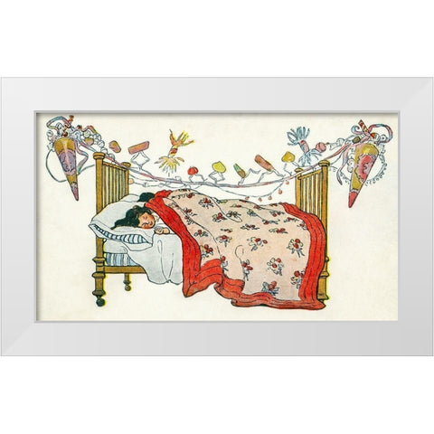 The children were nestled all snug in their beds White Modern Wood Framed Art Print by Smith, Jessie Wilcox
