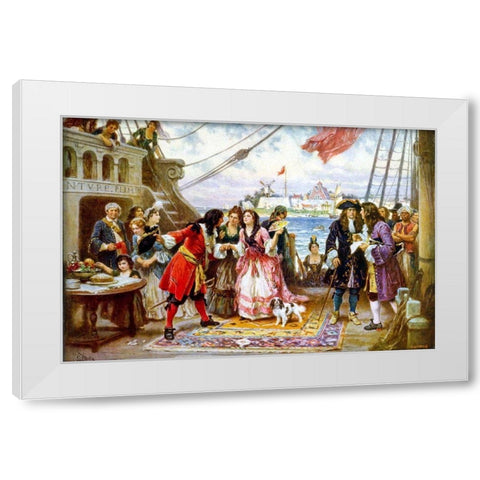 Captain Kidd in New York Harbor White Modern Wood Framed Art Print by Ferris, Jean Leon Gerome