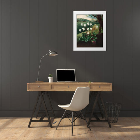 The Persian Cyclamen from The Temple of Flora White Modern Wood Framed Art Print by Thornton, Robert John