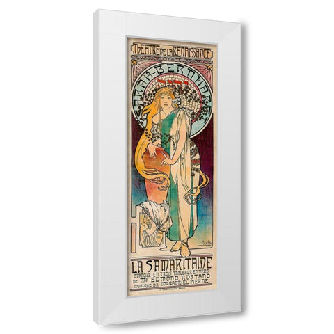 La Samaritaine White Modern Wood Framed Art Print by Mucha, Alphonse