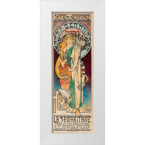 La Samaritaine White Modern Wood Framed Art Print by Mucha, Alphonse