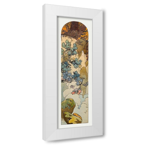 Stained glass box for the Fouquet jewelry store White Modern Wood Framed Art Print by Mucha, Alphonse