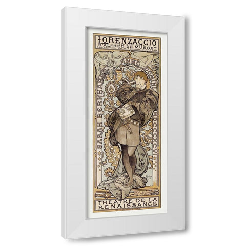 Theatre de La Renaissance White Modern Wood Framed Art Print by Mucha, Alphonse
