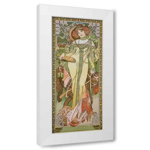 Autumn White Modern Wood Framed Art Print by Mucha, Alphonse