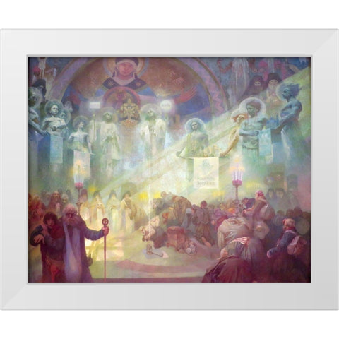 The Holy Mount Athos White Modern Wood Framed Art Print by Mucha, Alphonse
