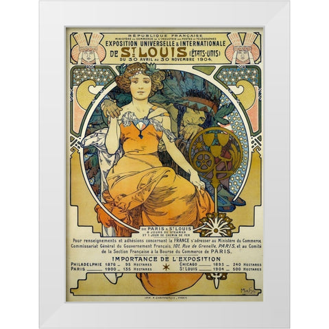 Exposition Universelles et Internationale de St. Louis White Modern Wood Framed Art Print by Mucha, Alphonse