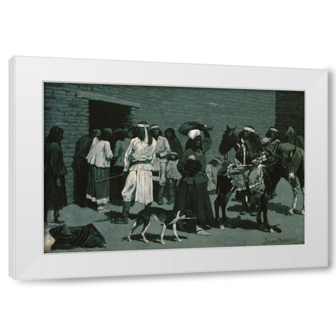 Pueblo Indian Village White Modern Wood Framed Art Print by Remington, Frederic