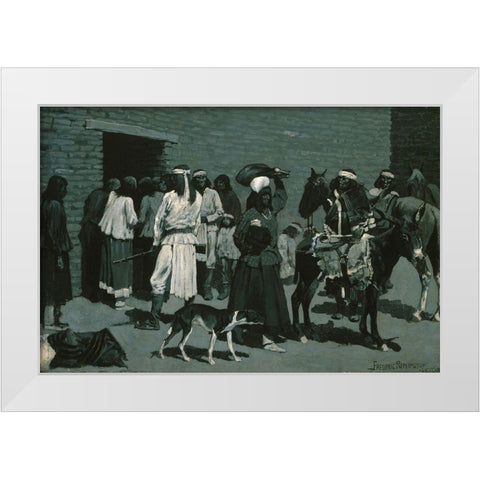 Pueblo Indian Village White Modern Wood Framed Art Print by Remington, Frederic