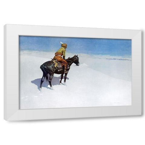 The Scout Friends or Foes White Modern Wood Framed Art Print by Remington, Frederic