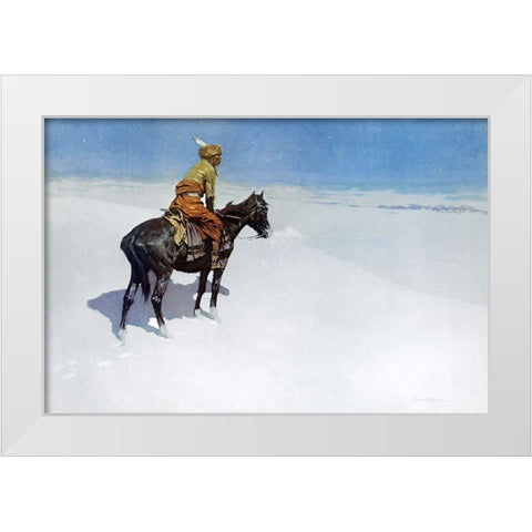 The Scout Friends or Foes White Modern Wood Framed Art Print by Remington, Frederic