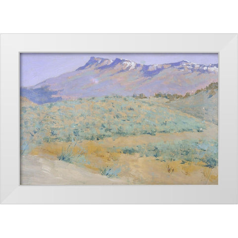 Blue prarie White Modern Wood Framed Art Print by Remington, Frederic