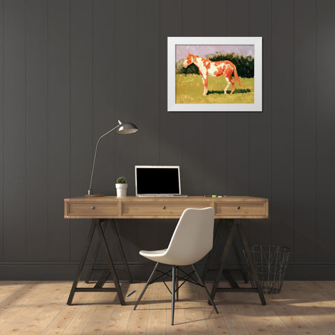 Pinto horse White Modern Wood Framed Art Print by Remington, Frederic