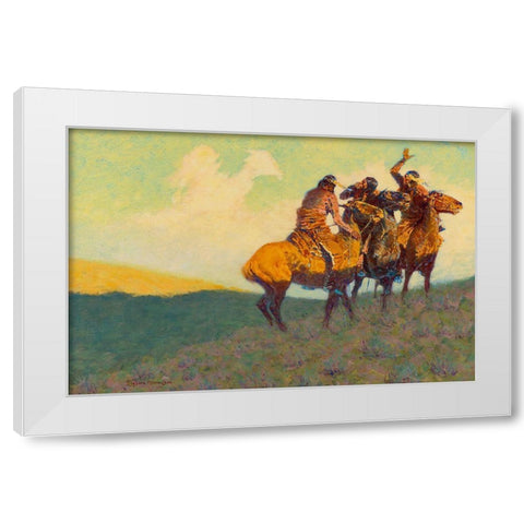 With the eye of the mind White Modern Wood Framed Art Print by Remington, Frederic