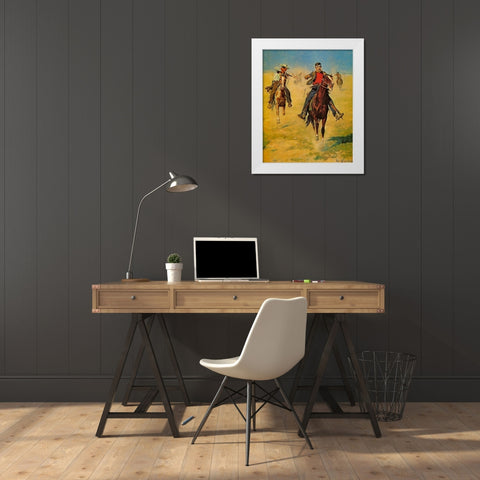 Pursuit or the Attack White Modern Wood Framed Art Print by Shreyvogel, Charles