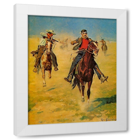 Pursuit or the Attack White Modern Wood Framed Art Print by Shreyvogel, Charles