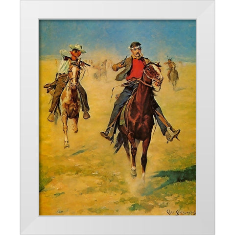 Pursuit or the Attack White Modern Wood Framed Art Print by Shreyvogel, Charles