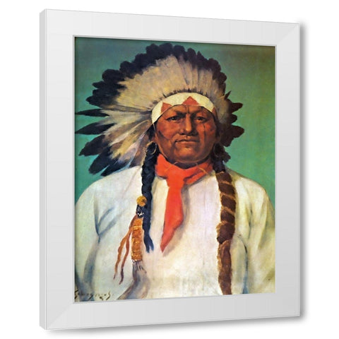 Indian Chief White Eagle White Modern Wood Framed Art Print by Shreyvogel, Charles