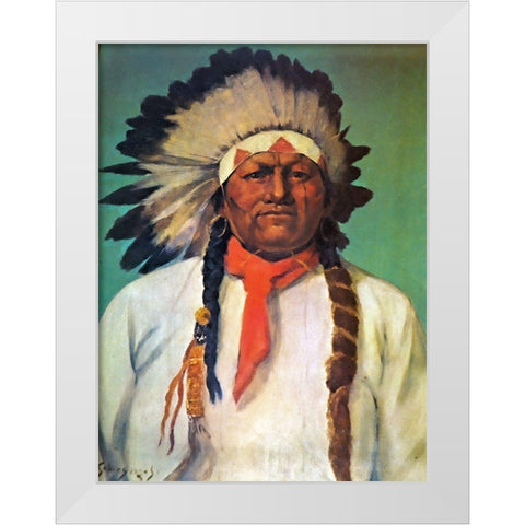 Indian Chief White Eagle White Modern Wood Framed Art Print by Shreyvogel, Charles