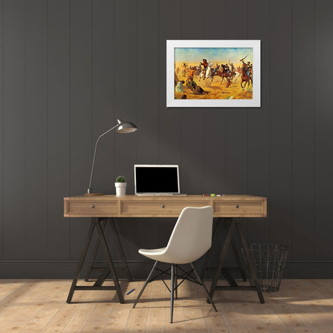 Rescue at Summit Springs White Modern Wood Framed Art Print by Shreyvogel, Charles