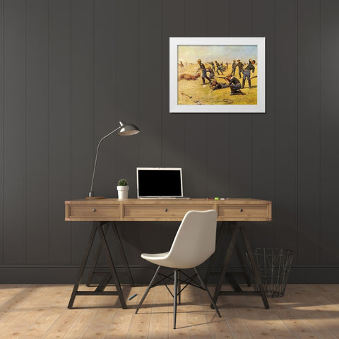 The Skirmish Line White Modern Wood Framed Art Print by Shreyvogel, Charles