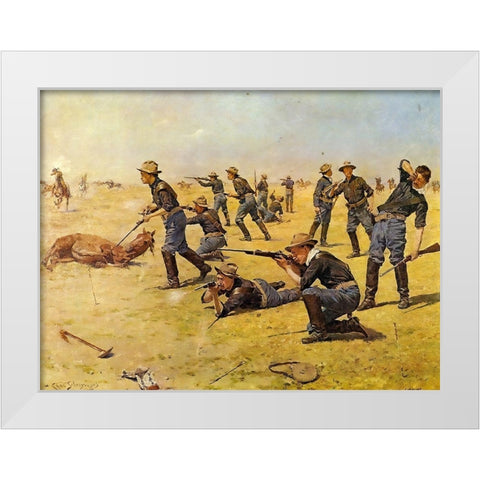 The Skirmish Line White Modern Wood Framed Art Print by Shreyvogel, Charles
