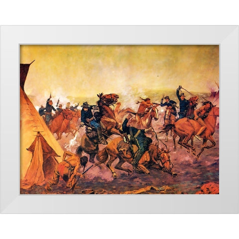 Attack at Dawn White Modern Wood Framed Art Print by Shreyvogel, Charles