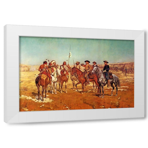Custers Demand White Modern Wood Framed Art Print by Shreyvogel, Charles