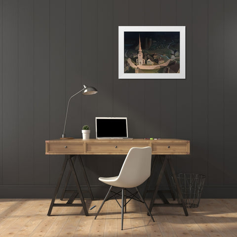 Midnight Ride of Paul Revere White Modern Wood Framed Art Print by Wood, Grant