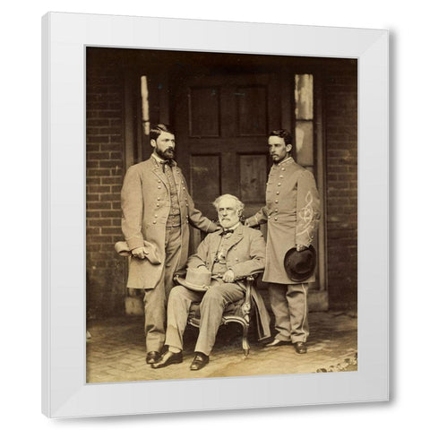Genl. Robt. E. Lee and staff White Modern Wood Framed Art Print by M.B. Brady and Co