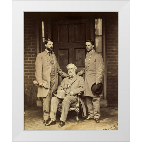 Genl. Robt. E. Lee and staff White Modern Wood Framed Art Print by M.B. Brady and Co