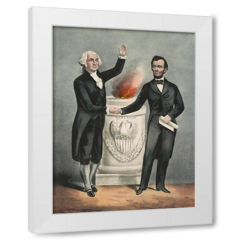 Washington and Lincoln White Modern Wood Framed Art Print by Currier and Ives