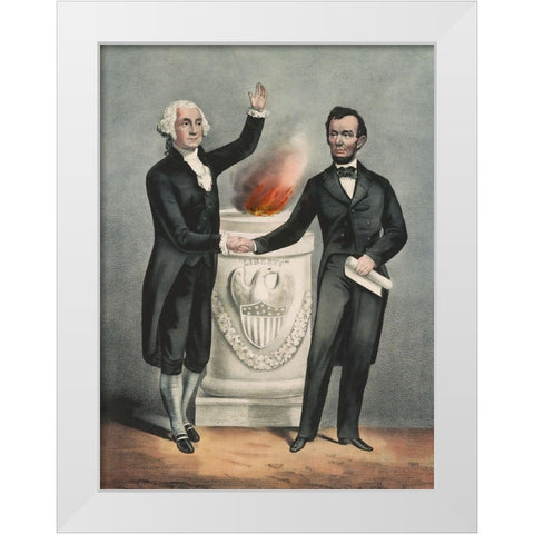Washington and Lincoln White Modern Wood Framed Art Print by Currier and Ives