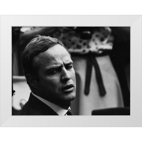 Civil Rights March on Washington-D.C. Actor Marlon Brando White Modern Wood Framed Art Print by U.S. Archives