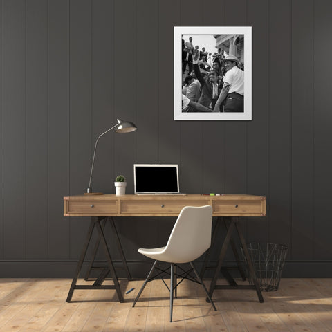 Civil Rights March on Washington-D.C. Actor Sammy Davis-Jr White Modern Wood Framed Art Print by U.S. Archives