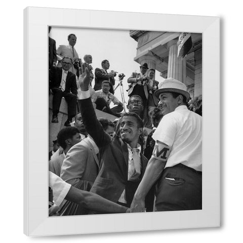 Civil Rights March on Washington-D.C. Actor Sammy Davis-Jr White Modern Wood Framed Art Print by U.S. Archives