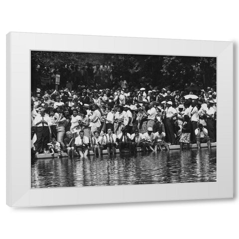 Civil Rights March on Washington-D.C. Marchers at the Reflecting Pool White Modern Wood Framed Art Print by U.S. Archives