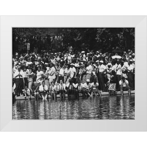 Civil Rights March on Washington-D.C. Marchers at the Reflecting Pool White Modern Wood Framed Art Print by U.S. Archives