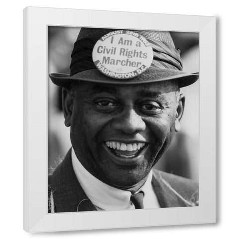 A Demonstrator at the Civil Rights March on Washington White Modern Wood Framed Art Print by U.S. Archives