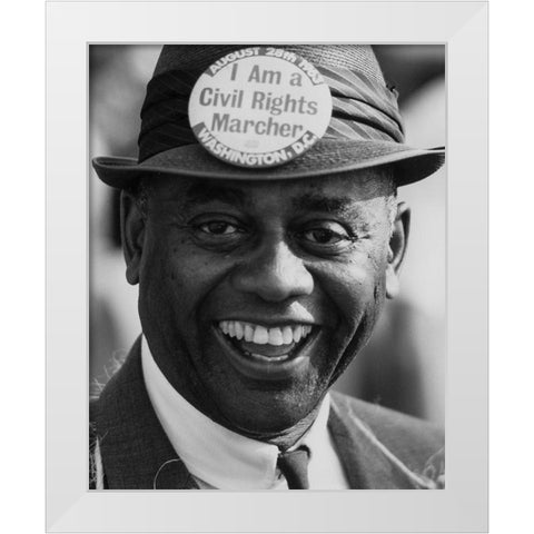 A Demonstrator at the Civil Rights March on Washington White Modern Wood Framed Art Print by U.S. Archives
