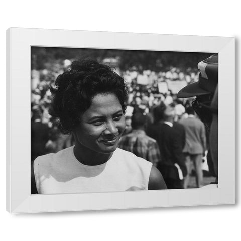 Civil Rights March on Washington-D.C. A young woman at the march White Modern Wood Framed Art Print by U.S. Archives