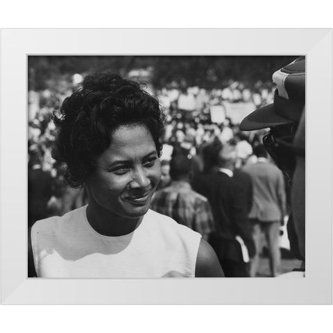 Civil Rights March on Washington-D.C. A young woman at the march White Modern Wood Framed Art Print by U.S. Archives
