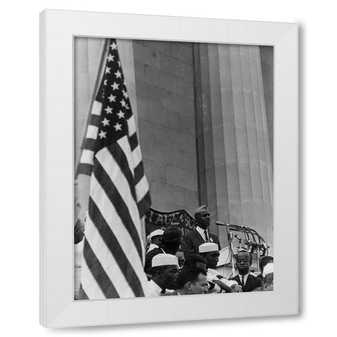 Civil Rights March on Washington-D.C. Roy Wilkins Speaking White Modern Wood Framed Art Print by U.S. Archives