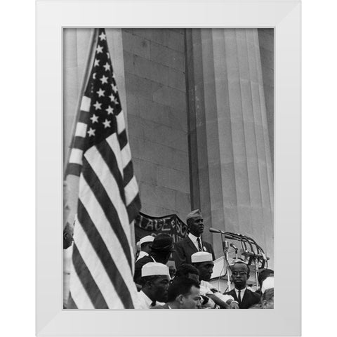 Civil Rights March on Washington-D.C. Roy Wilkins Speaking White Modern Wood Framed Art Print by U.S. Archives