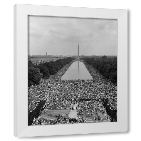 Civil Rights March on Washington-D.C. Aerial view of the crowd assembling White Modern Wood Framed Art Print by U.S. Archives