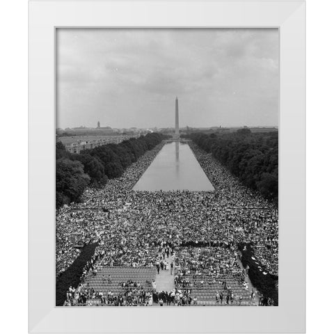 Civil Rights March on Washington-D.C. Aerial view of the crowd assembling White Modern Wood Framed Art Print by U.S. Archives