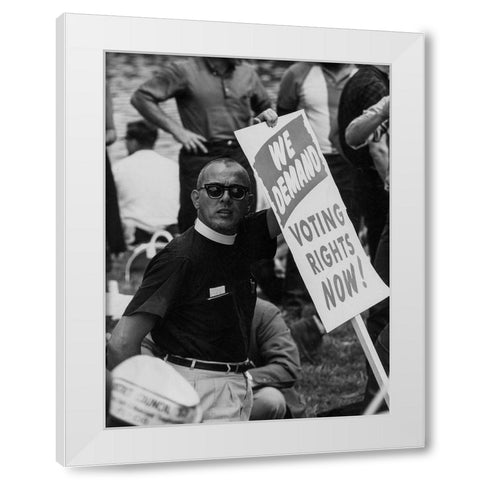 Civil Rights March on Washington-D.C. We Demand Voting Rights Now! White Modern Wood Framed Art Print by U.S. Archives
