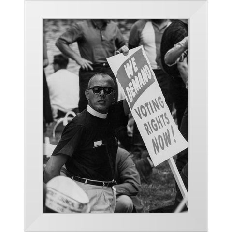 Civil Rights March on Washington-D.C. We Demand Voting Rights Now! White Modern Wood Framed Art Print by U.S. Archives