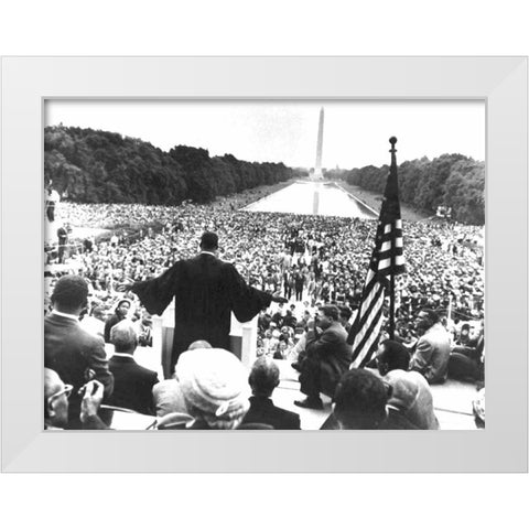 Dr. Martin Luther King Jr. addressing the crowd during the 1957 Prayer Pilgrimage for Freedom White Modern Wood Framed Art Print by U.S. Archives