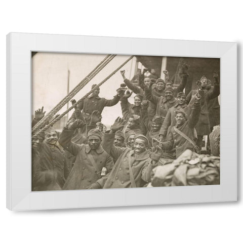 WWI The famous 369th arrive in New York City White Modern Wood Framed Art Print by U.S. Archives